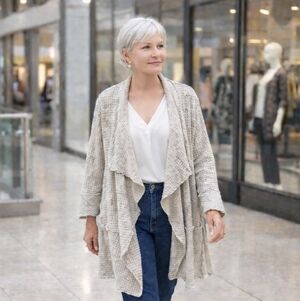 Focus Brand Light Tan Waffle-Knit Open Front Cardigan Shrug